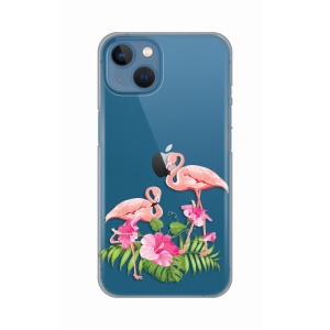 Силиконовый чехол с принтом для iPhone 13 6.1 Flamingo