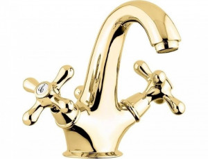 Смеситель для мойки EMMEVI DECO с двумя ручками, золотой