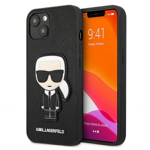 Чехол Karl Lagerfeld Hc Saffiano Iconic Patch для iPhone 13 6.1, черный (KLHCP13MOKPK)