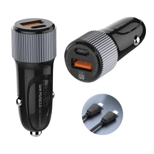 Auto punjac LDNIO C510Q PD/QC3.0 36W sa Type C na Type C kablom - Img 1