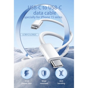 Data kabl LDNIO LC901-C 65W Type C na Type C beli 1m - Img 2