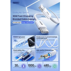 Data kabl REMAX Chelectricy Series 30W PD Fast Charging RC-C010 Type C na Type C beli - Img 3