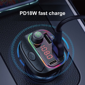 FM-передатчик C15 USB, PD, QC 3.0 Bluetooth 5.0, RGB, громкая связь, черный - Img 2