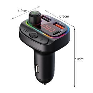 FM-передатчик C15 USB, PD, QC 3.0 Bluetooth 5.0, RGB, громкая связь, черный - Img 4