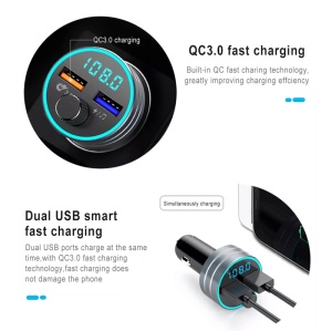 FM-передатчик C1S USB, QC 3.0 Bluetooth 5.0, RGB, громкая связь, черный - Img 3