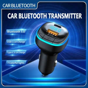 FM-передатчик C33 USB, PD, QC 3.0 Bluetooth 5.0, RGB, громкая связь, черный - Img 2
