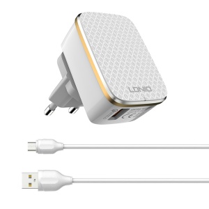 Kucni punjac LDNIO A1204Q Quick Charge 3.0 USB 5V 2.4A sa micro USB kablom beli - Img 1