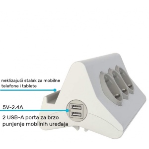 LG 694810 PRODUZNI BLOK 3X2P+E 2XUSB-A + OSIG 1.5M (BELA/S.SIVA) - Img 3