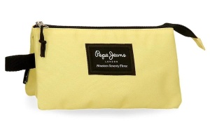 PEPE JEANS ARIS prazna pernica sa 3 pregrade - limun žuta