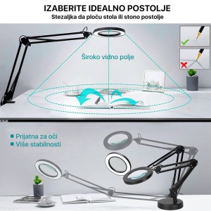 Stona LED lampa sa lupom HQ crna - Img 2