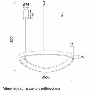 Vesta 519 LED visilica 60W 3000K, bela