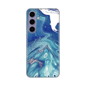 Силиконовый чехол с принтом для Samsung S926B Galaxy S24 Plus, синий мрамор