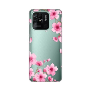 Силиконовый чехол с принтом для Xiaomi Redmi 10C с розовыми цветами