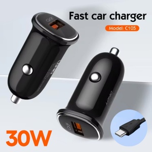 Auto punjac LDNIO C105, QC3.0, 30W USB Type C crni - Img 1