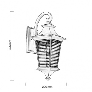 FENJER 1024L ZIDNI 1*E27 CRNI IP44 - Img 1
