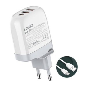 Kucni penjac LDNIO A3511Q PD, QC4+, QC3.0, PPS, 65 Вт USB с Lightning