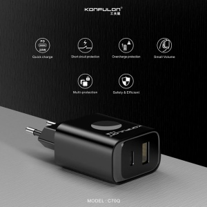 Kucni punjac KONFULON C70Q, Fast Charge, QC3.0 22.5W, PD 20W beli - Img 3