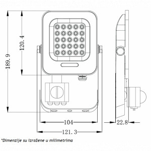 LED REFLEKTOR IK03 20 W 6500K SENZOR - Img 3