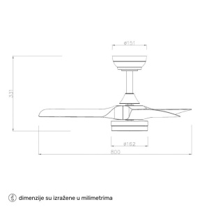 PLAFONSKI VENTILATOR FD220 BRYCE CRNA - Img 3