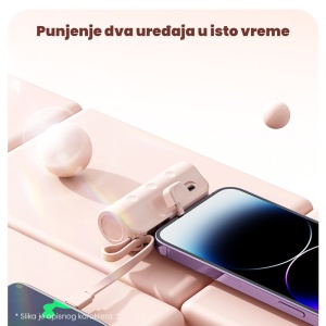 Power bank prenosiva baterija privezak 5000mAh Type C bela - Img 3