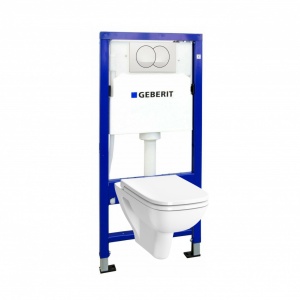 WC SET - Geberit ugradni vodokotlić + Geberit beli taster + Vitra S20 rimless konzolna wc šolja + wc daska soft close - Img 2