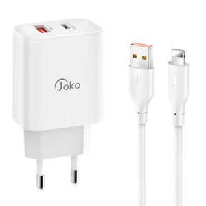 Зарядное устройство для дома KONFULON JK87, QC 20 Вт, PD 30 Вт, с кабелем Lightning для iPhone, белое - Img 1