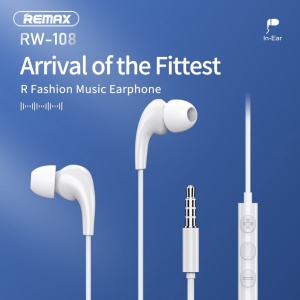 Проводные наушники REMAX RW-108 3,5 мм, белые - Img 3