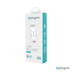 Auto punjac Pluginn PI-35 2xUSB, 2.4A sa Micro USB kablom beli - Img 3