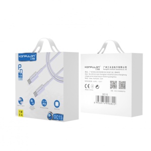 Data kabl KONFULON DC15 PD 60W Super Fast Charge Type C na Type C beli 1m - Img 4