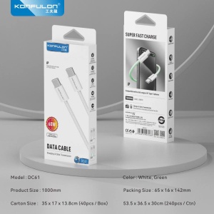 Data kabl KONFULON DC61 PD 60W Super Fast Charge za iPhone 15 Type C na Type C beli 1m - Img 4