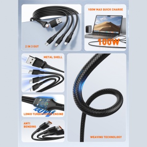 Data kabl LDNIO LC97 uc 100W 4 u 1 crni 1.2m - Img 4