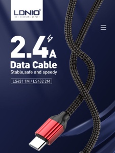 Data kabl LDNIO LS432 iPhone lightning crni 2m - Img 2