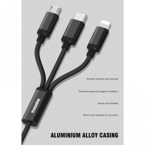 Data kabl REMAX Gition RC-131 3u1 za iPhone Lightning/Micro USB/Type C crni 1m - Img 3