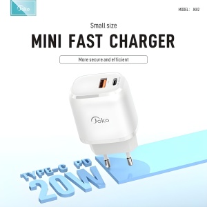 Kucni punjac KONFULON JK82 + PX15 PD 20W, QC 18W, sa kablom USB na Type C beli - Img 1