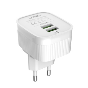 Бытовое зарядное устройство LDNIO A201 2xUSB 2.4A Type C белое