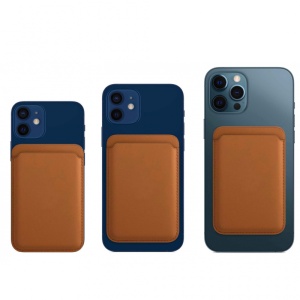 Держатель для карт для iPhone 12 Mini/12/12 Pro/12 Pro Max коричневый - Img 2