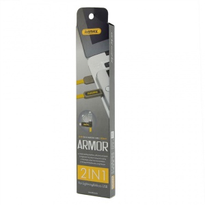 Кабель для передачи данных REMAX Armor RC-067t для iPhone Lightning/micro USB желтый