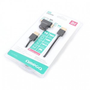 Кабель Omega OCHBA18 HDMI 1,8м + адаптер