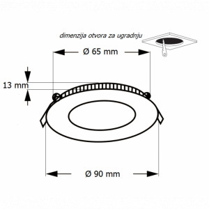LED panel UZ-KNC1 3W 4000K