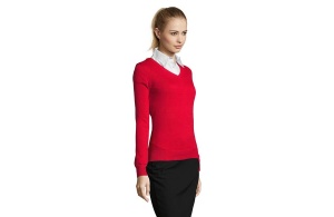 Свитер GALAXY WOMEN с V-образным вырезом - красный, размер M - Img 2