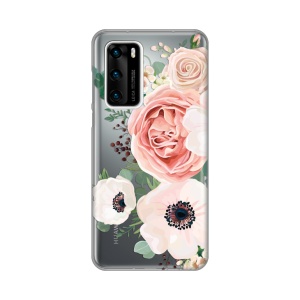 Силиконовый чехол с принтом для Huawei P40 с роскошными розовыми цветами