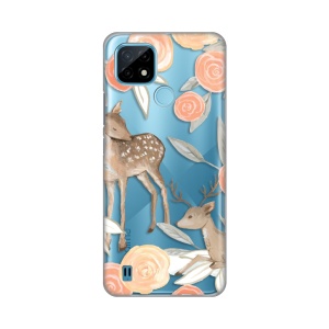 Силиконовый чехол с принтом для Realme C21 Flower Deer