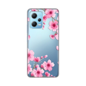 Силиконовый чехол с принтом для Xiaomi Redmi Note 12 4G (EU) с розовыми цветами