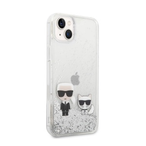 Чехол Karl Lagerfeld HC Liquid Glitter Karl&Choupette для iPhone 14 Plus 6.7, серебристый (KLHCP14MGKCS) - Img 3