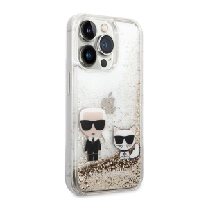 Чехол Karl Lagerfeld HC Liquid Glitter Karl&Choupette для iPhone 14 Pro 6.1 Gold (KLHCP14LGKCD) - Img 3