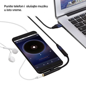 Adapter za slusalice i punjenje Type C sivi - Img 3