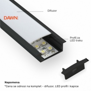 DAWN LED PROFIL LL-ALP013-R KOMPLET CRNI