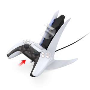 Dobe TP5-0557 stalak-punjac za dva gamepada sa osvetljenjem PS5 beli - Img 4
