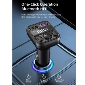 FM-передатчик C44 USB, QC 3.0 Bluetooth 5.0, громкая связь, черный - Img 3