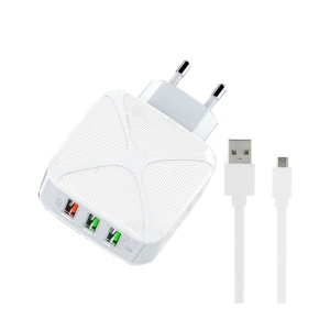 Kucni punjac LDNIO A3310Q 3xUSB, QC3.0 18 Вт, 30 Вт (всего) с кабелем micro USB